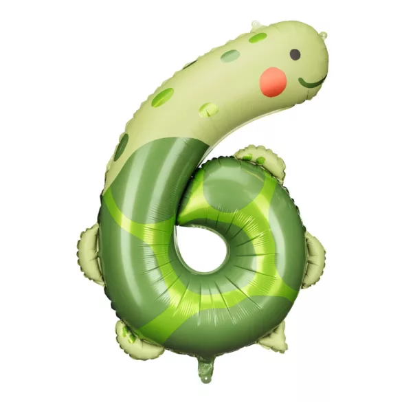 6-os születésnapi szám fólia lufi - teknős - 86 cm