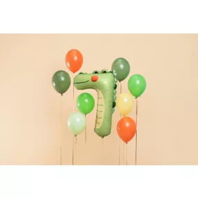 7-es születésnapi szám fólia lufi - krokodil - 73 cm