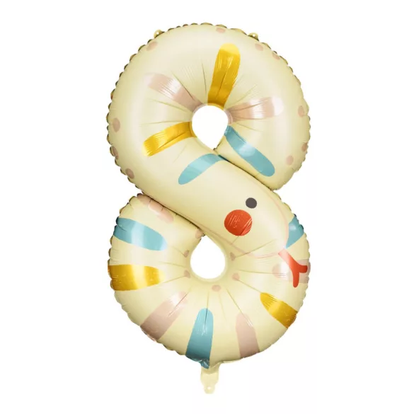 8-as születésnapi szám fólia lufi - kígyó - 72 cm