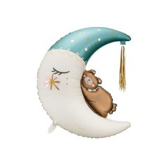 Fólia lufi - Maci a holdon - 80x98 cm - kék