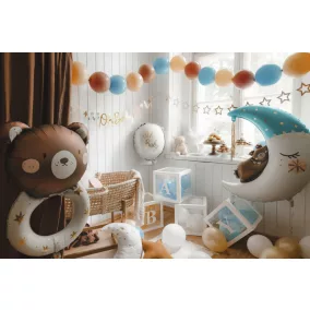 Fólia lufi - Maci a holdon - 80x98 cm - kék