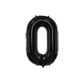 0-ás születésnapi szám fólia lufi - fekete 86 cm