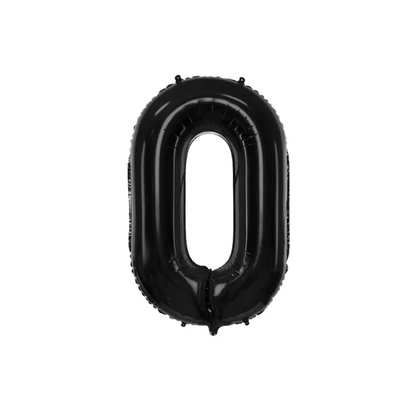 0-ás születésnapi szám fólia lufi - fekete 86 cm