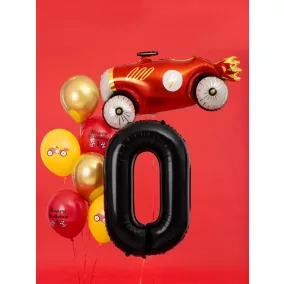 0-ás születésnapi szám fólia lufi - fekete 86 cm
