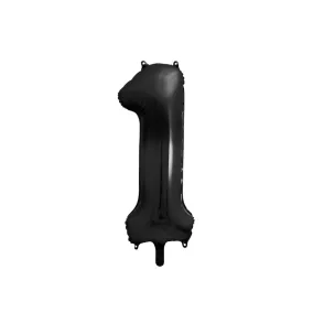 1-es születésnapi szám fólia lufi - fekete 86 cm