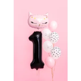 1-es születésnapi szám fólia lufi - fekete 86 cm