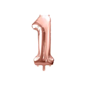 1-es születésnapi szám fólia lufi - rose gold 86 cm