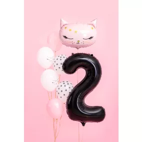 2-es születésnapi szám fólia lufi - fekete 86 cm