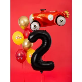 2-es születésnapi szám fólia lufi - fekete 86 cm