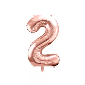 2-es születésnapi szám fólia lufi - rose gold 86 cm