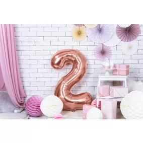 2-es születésnapi szám fólia lufi - rose gold 86 cm