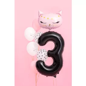 3-as születésnapi szám fólia lufi - fekete 86 cm