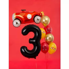 3-as születésnapi szám fólia lufi - fekete 86 cm