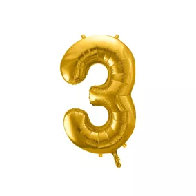 3-as születésnapi szám fólia lufi - arany 86 cm