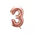 3-as születésnapi szám fólia lufi - rose gold 86 cm