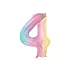 4-es születésnapi szám fólia lufi - Pastel Rainbow 86 cm