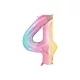 4-es születésnapi szám fólia lufi - Pastel Rainbow 86 cm