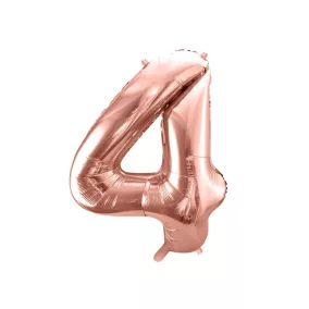 4-es születésnapi szám fólia lufi - rose gold 86 cm