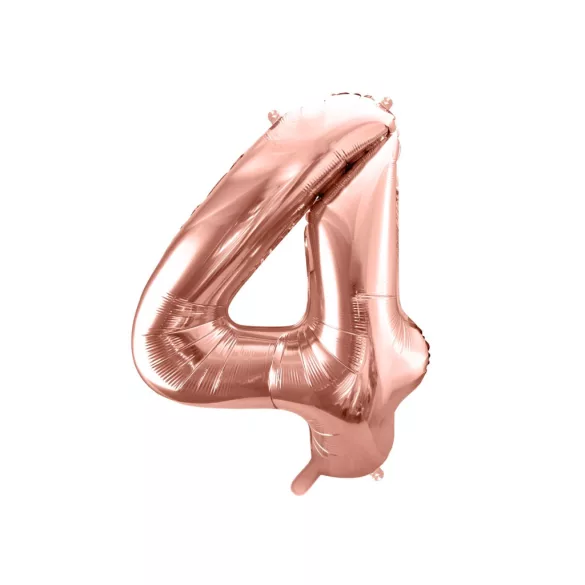 4-es születésnapi szám fólia lufi - rose gold 86 cm