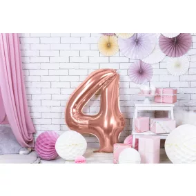 4-es születésnapi szám fólia lufi - rose gold 86 cm