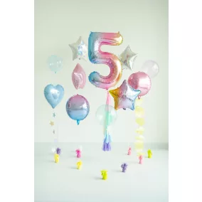   5-ös születésnapi szám fólia lufi - Pastel Rainbow 86 cm