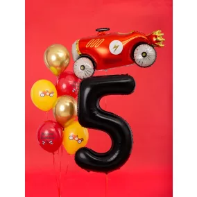 5-ös születésnapi szám fólia lufi - fekete 86 cm