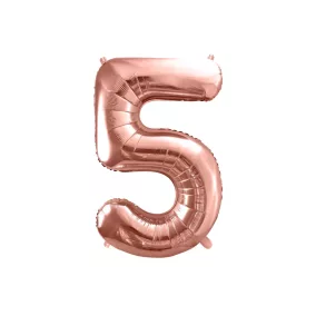 5-ös születésnapi szám fólia lufi - rose gold 86 cm