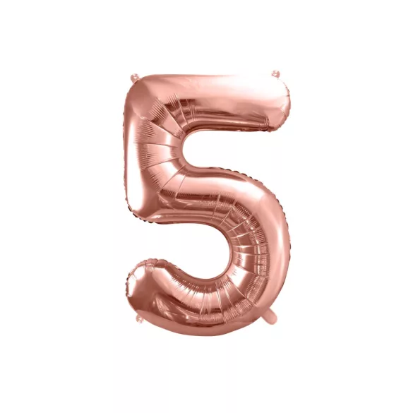 5-ös születésnapi szám fólia lufi - rose gold 86 cm