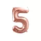 5-ös születésnapi szám fólia lufi - rose gold 86 cm