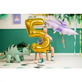 5-ös születésnapi szám fólia lufi - arany 86 cm