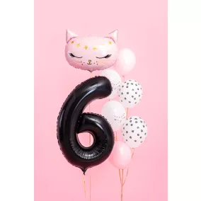 6-es születésnapi szám fólia lufi - fekete 86 cm