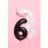 6-es születésnapi szám fólia lufi - fekete 86 cm