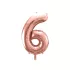 6-os születésnapi szám fólia lufi - rose gold 86 cm