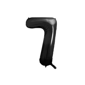 7-es születésnapi szám fólia lufi - fekete 86 cm
