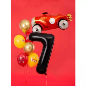 7-es születésnapi szám fólia lufi - fekete 86 cm