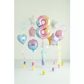 8-as születésnapi szám fólia lufi - Pastel Rainbow 86 cm