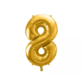8-as születésnapi szám fólia lufi - arany 86 cm