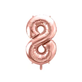 8-as születésnapi szám fólia lufi - rose gold 86 cm
