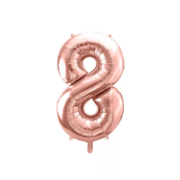 8-as születésnapi szám fólia lufi - rose gold 86 cm