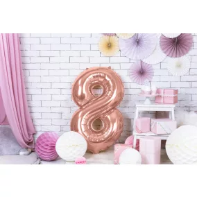 8-as születésnapi szám fólia lufi - rose gold 86 cm