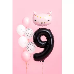 9-es születésnapi szám fólia lufi - fekete 86 cm