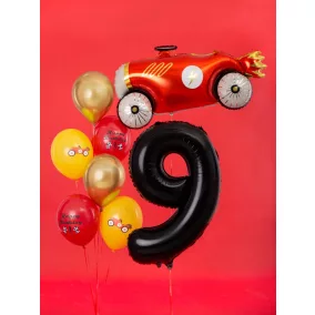 9-es születésnapi szám fólia lufi - fekete 86 cm