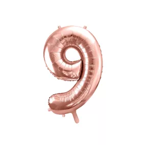 9-es születésnapi szám fólia lufi - rose gold 86 cm