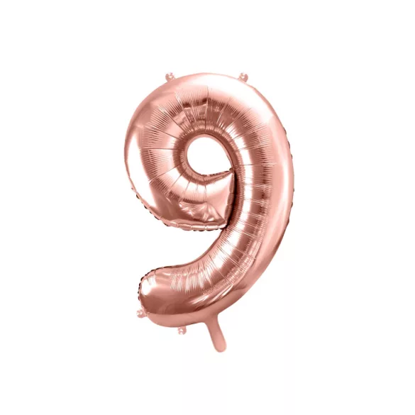 9-es születésnapi szám fólia lufi - rose gold 86 cm