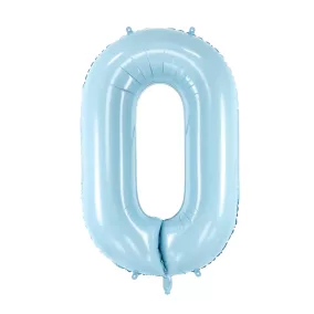 0-ás születésnapi szám fólia lufi - világoskék 86 cm