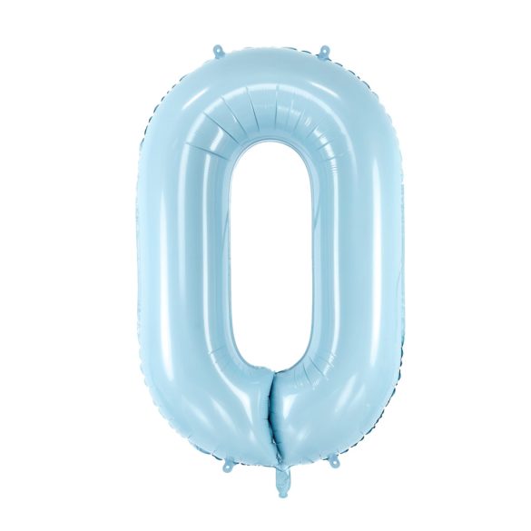 0-ás születésnapi szám fólia lufi - világoskék 86 cm