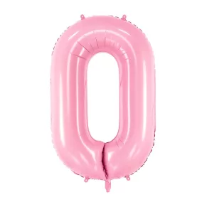0-ás születésnapi szám fólia lufi - pink 86 cm