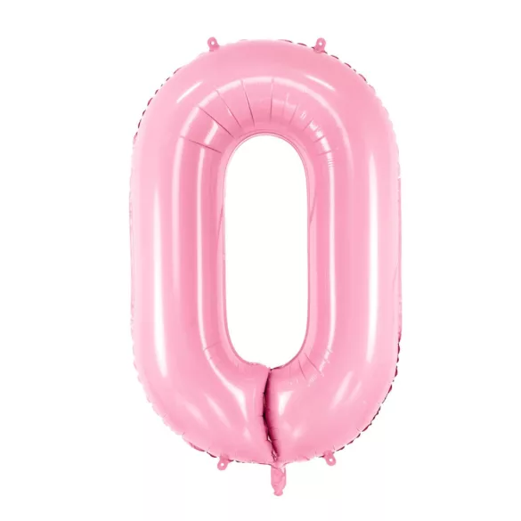 0-ás születésnapi szám fólia lufi - pink 86 cm