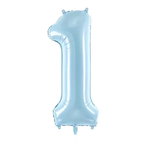 1-es születésnapi szám fólia lufi - világoskék 86 cm