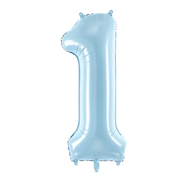 1-es születésnapi szám fólia lufi - világoskék 86 cm